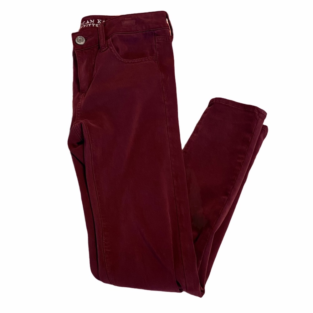 American Eagle Jeggings Burgundy AEO Sateen
